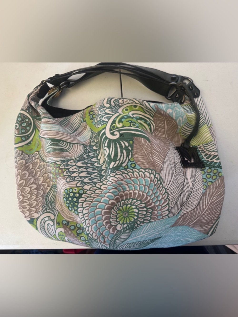 RARE vintage 1980’s Missoni Floral Print large Hobo Bag in Green, Teal, Brown - Picture 2 of 12